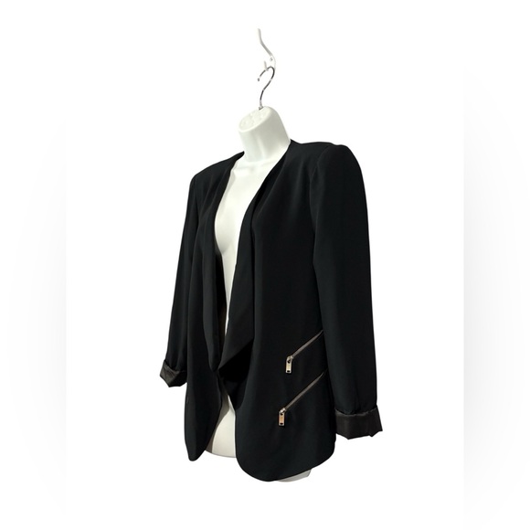 NEW, Zara Woman, Black Open Front Blazer XL Modern Chic Zip Detail Jacket - Picture 7 of 11